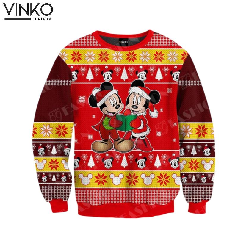 Mickey And Minnie Mouse Santa Custom Ugly Christmas Sweater