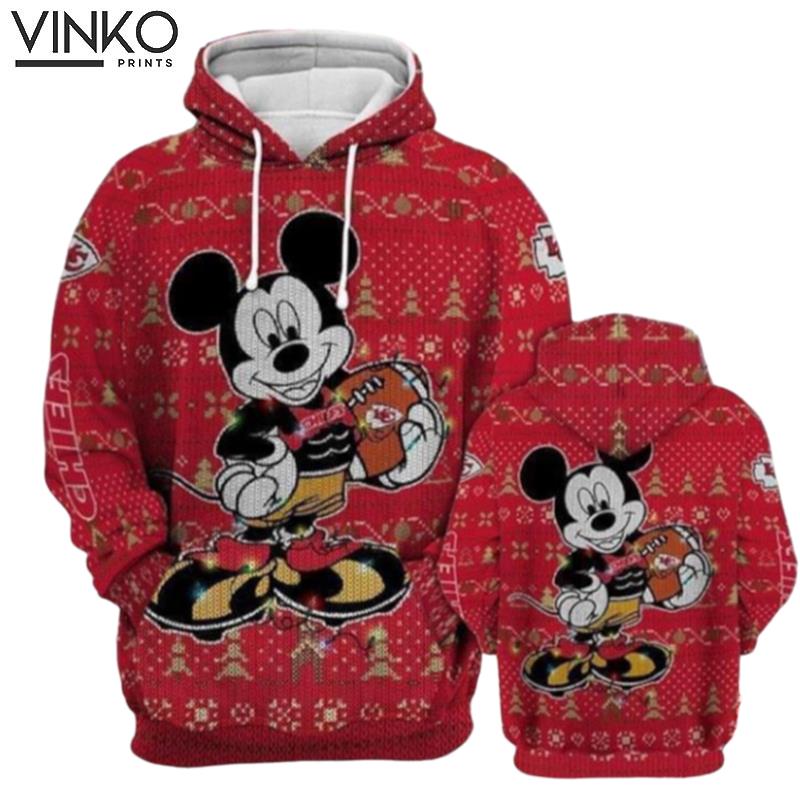 Mickey Disney Kansas City Chiefs Ugly Christmas Hoodie