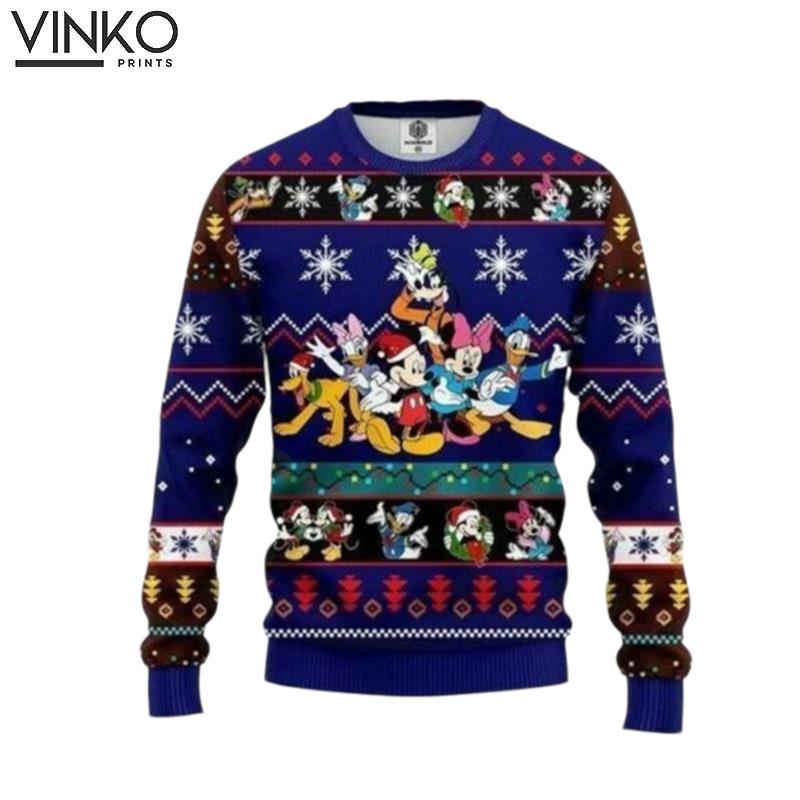 Mickey Mouse And Cartoon Friends Merry Christmas 3D Ugly Christmas Sweater