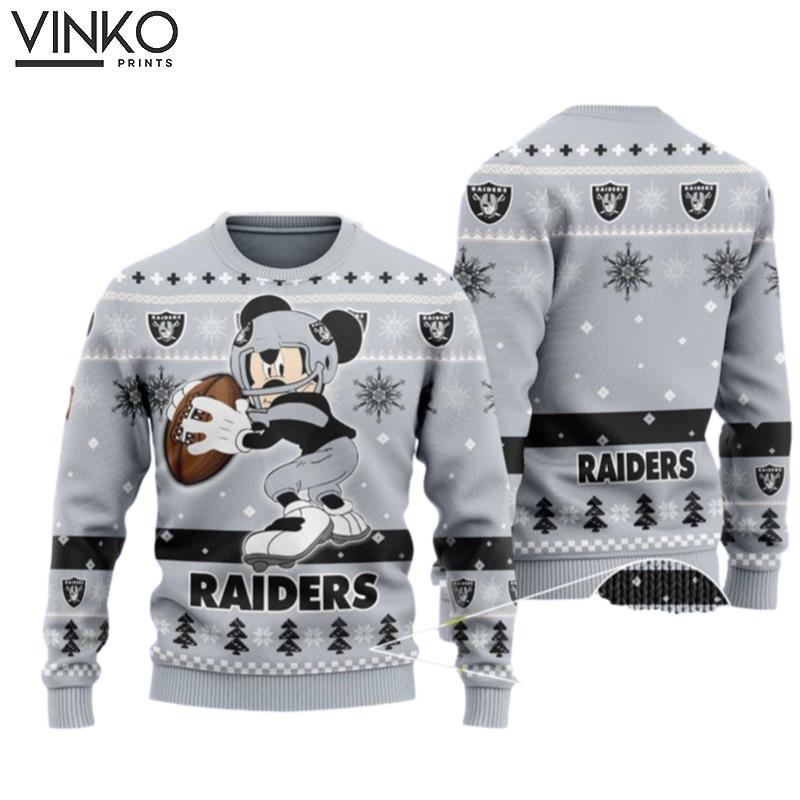 Mickey Mouse Funny Las Vegas Raiders Custom Ugly Christmas Sweater