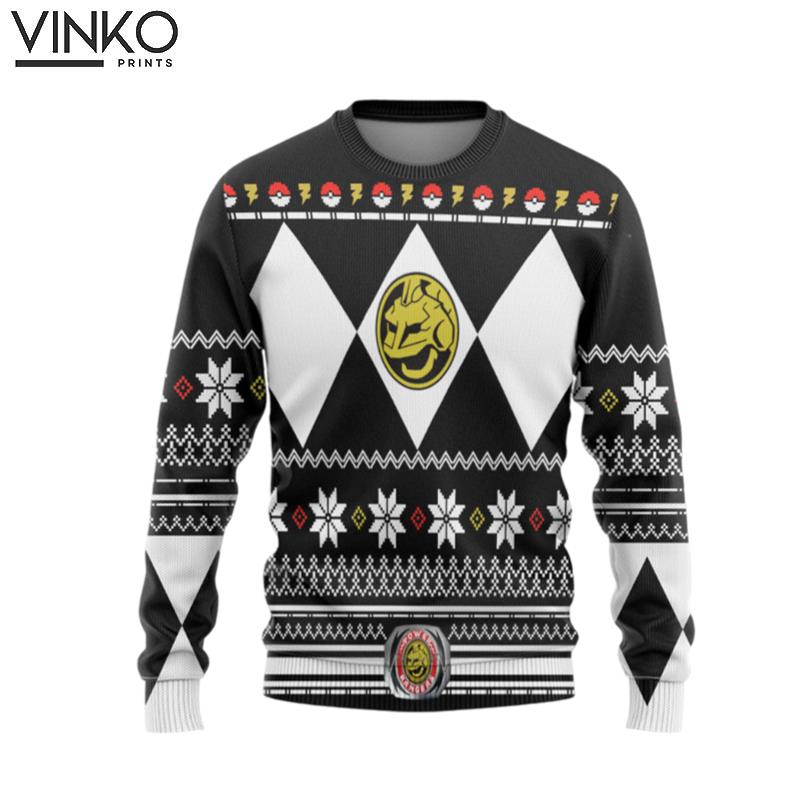 Mighty Morphin Black Power Ranger x Pokemon Onix Custom Ugly Christmas Sweater