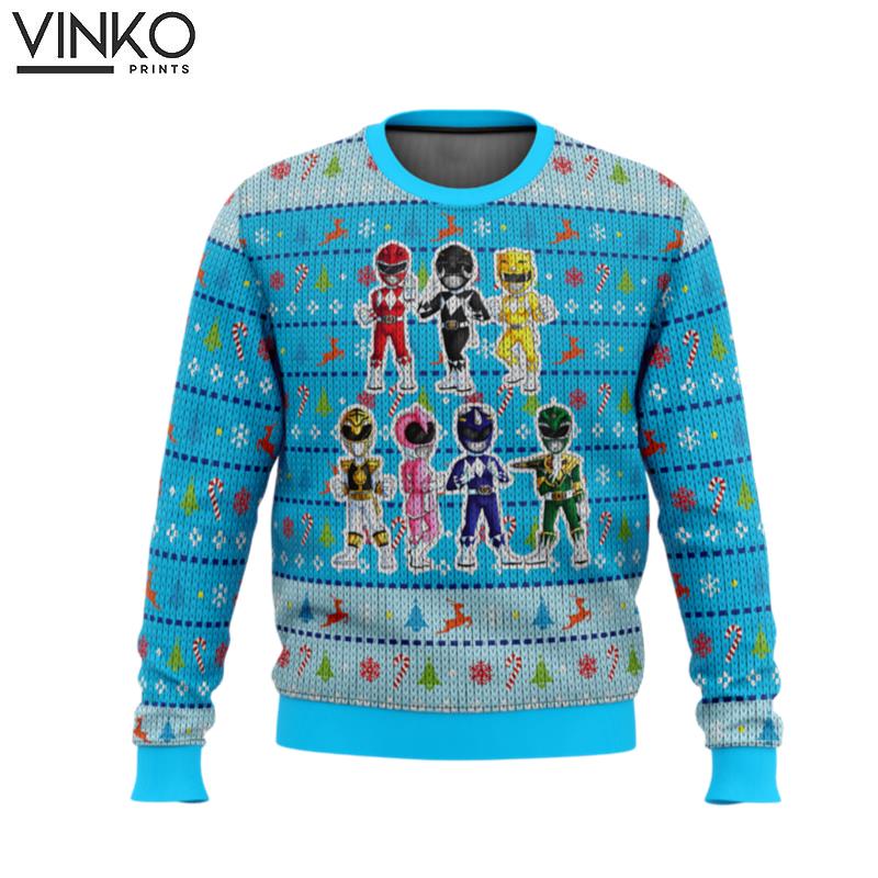 Mighty Morphin Chibis Power Rangers Ugly Christmas Sweater