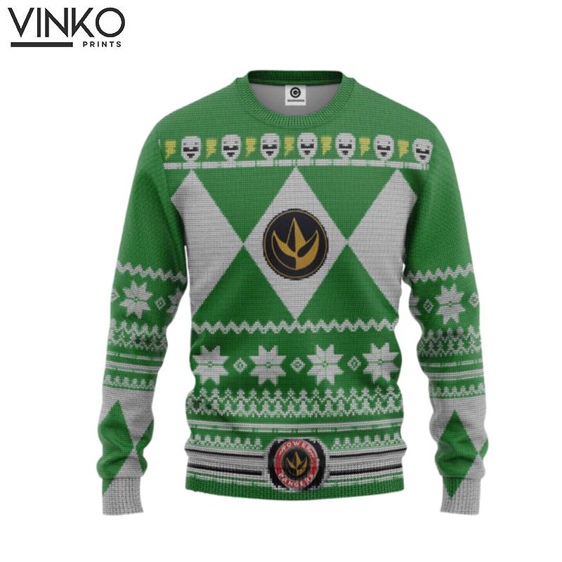 Mighty Morphin Green Power Ranger Custom Ugly Christmas Sweater