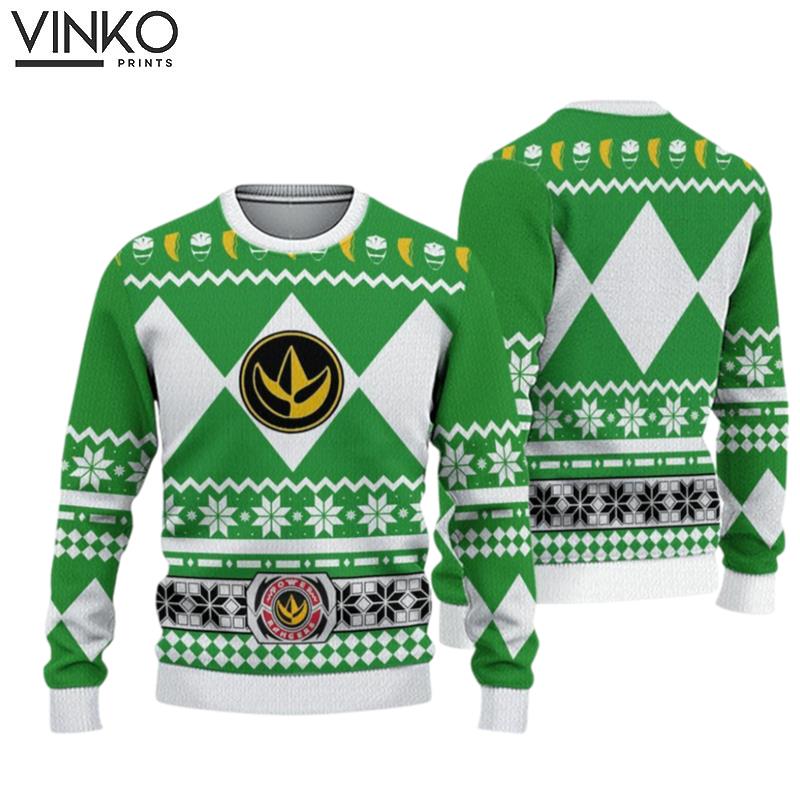 Mighty Morphin Green Power Ranger Ugly Christmas Sweater