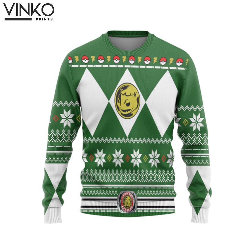 Mighty Morphin Green Power Ranger x Pokemon Bulbasaur Custom Ugly Christmas Sweater