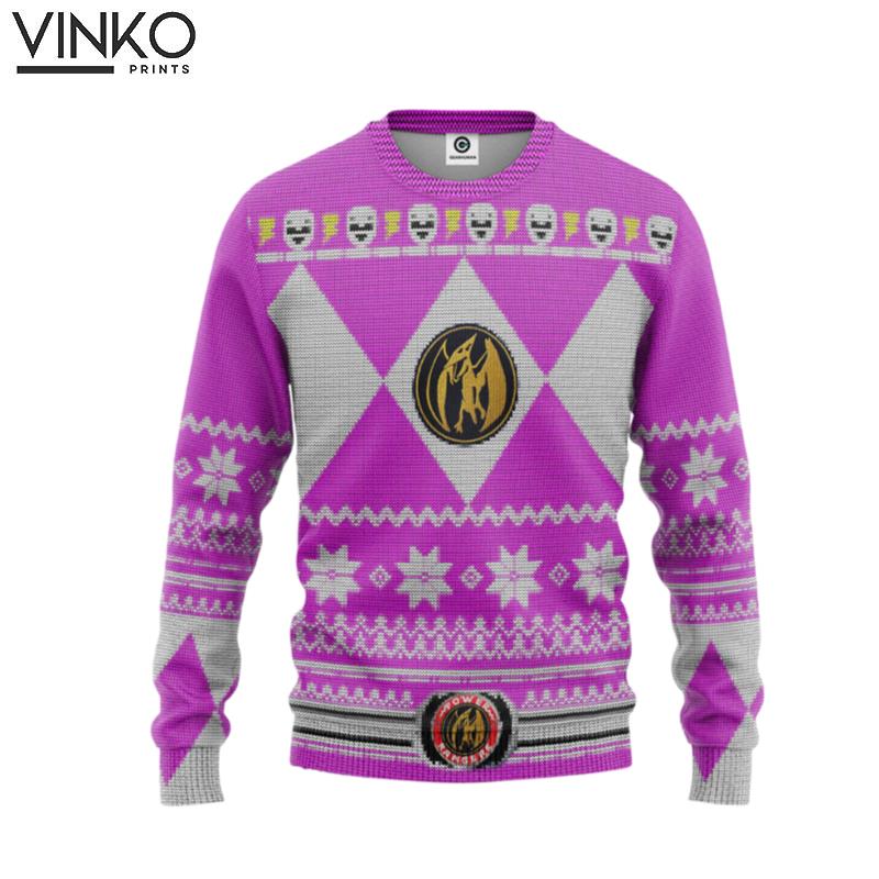 Mighty Morphin Pink Power Ranger Custom Ugly Christmas Sweater