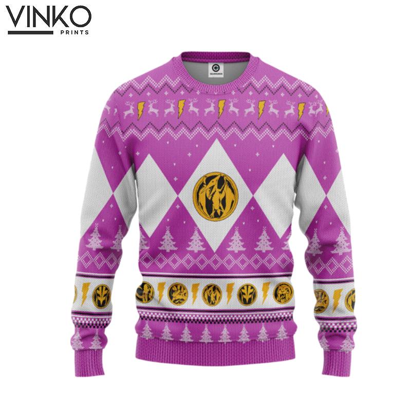 Mighty Morphin Pink Ranger Christmas Custom Ugly Christmas Sweater