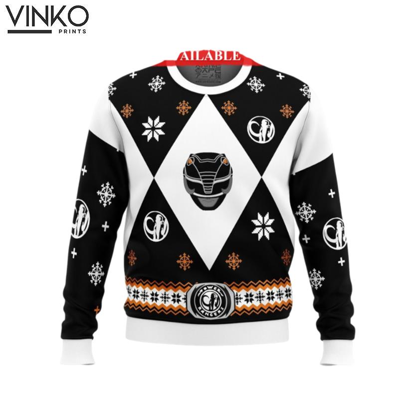 Mighty Morphin Power Ranger Black Ugly Christmas Sweater