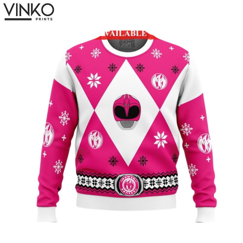 Mighty Morphin Power Ranger Pink Ugly Christmas Sweater