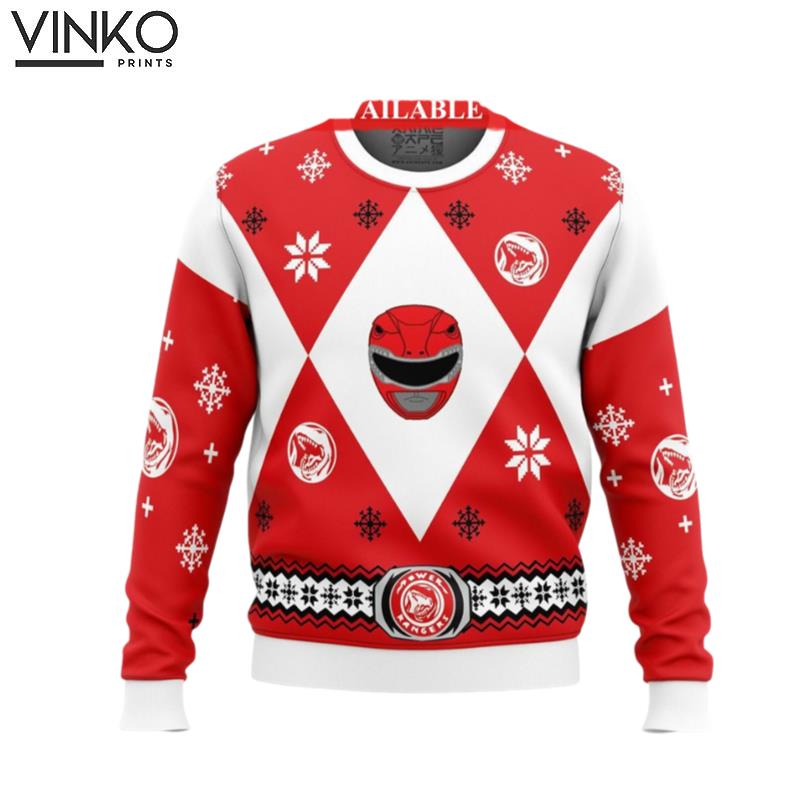 Mighty Morphin Power Ranger Red Ugly Christmas Sweater