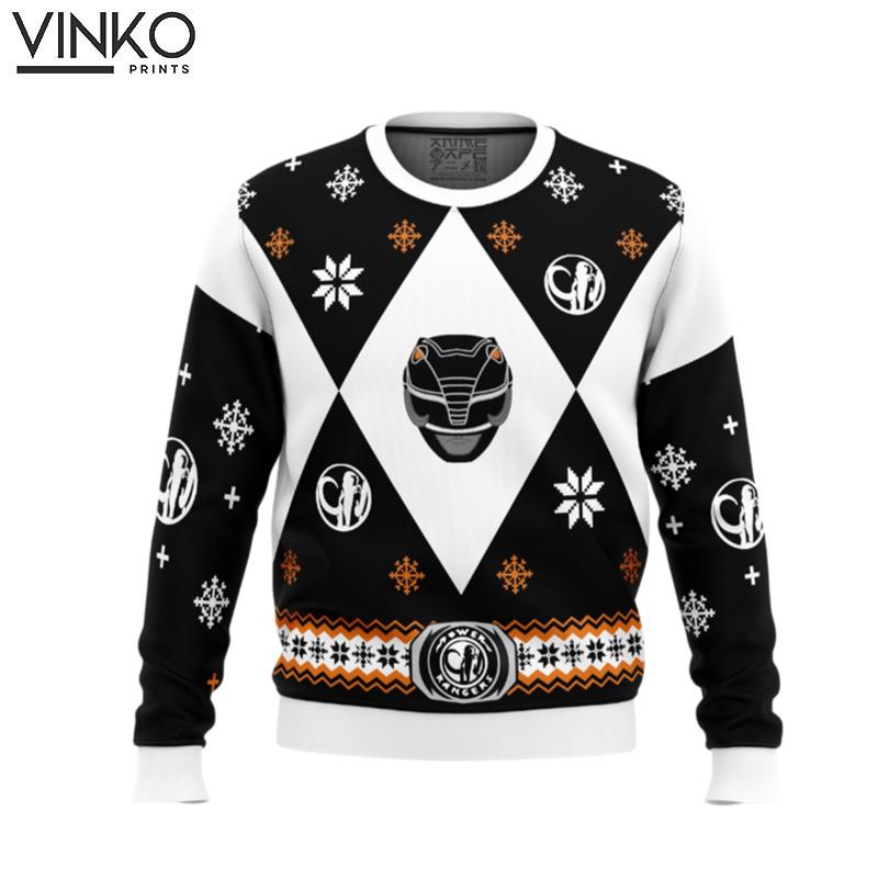 Mighty Morphin Power Rangers Black Ugly Christmas Sweater