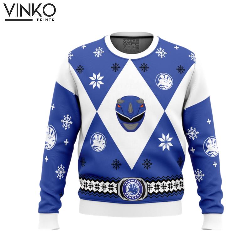 Mighty Morphin Power Rangers Blue Ugly Christmas Sweater