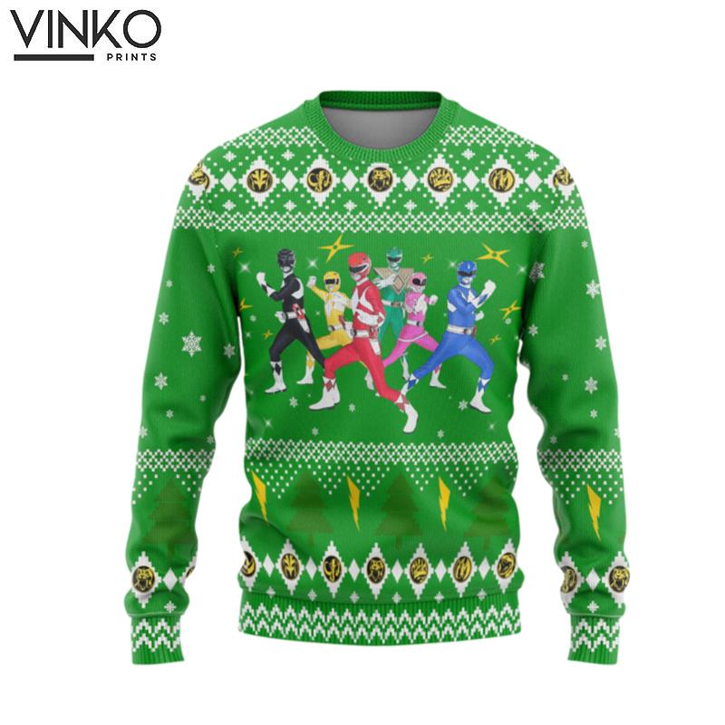 Mighty Morphin Power Rangers Christmas Custom Ugly Christmas Sweater