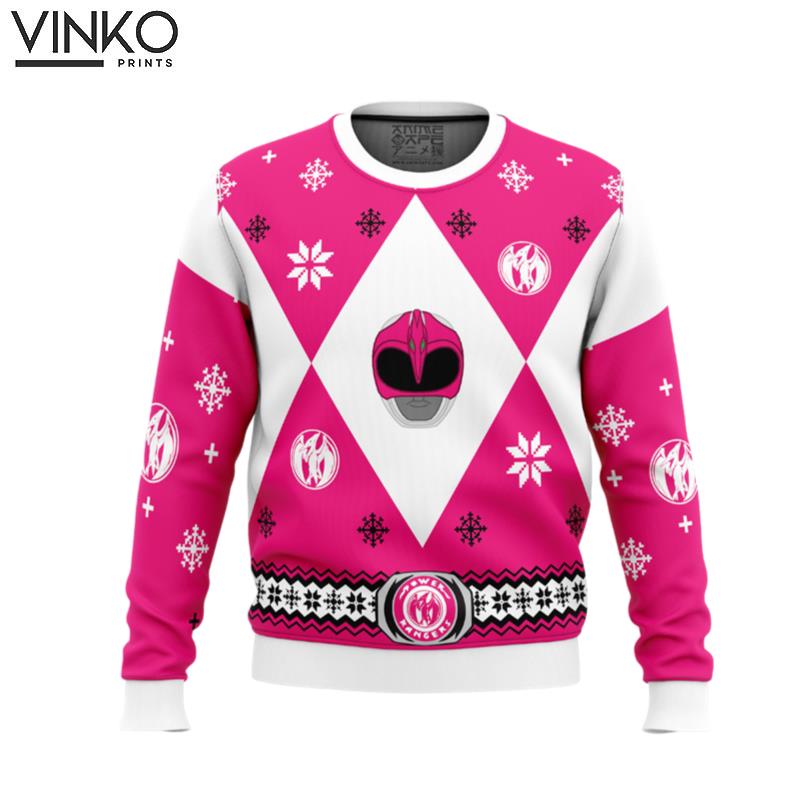 Mighty Morphin Power Rangers Pink Ugly Christmas Sweater