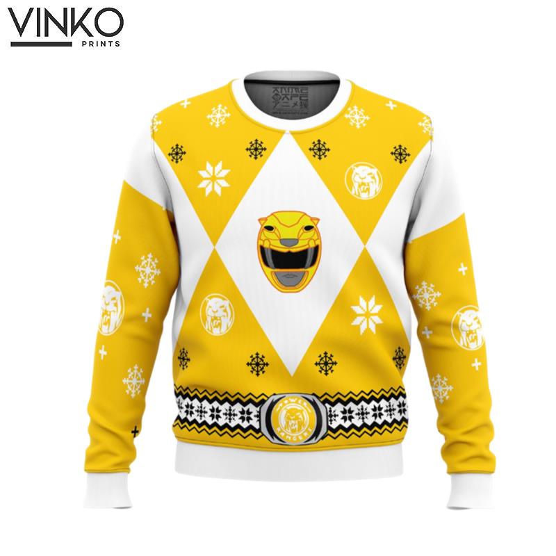 Mighty Morphin Power Rangers Yellow Ugly Christmas Sweater