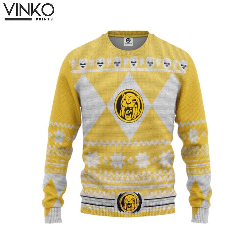 Mighty Morphin Yellow Power Ranger Custom Ugly Christmas Sweater