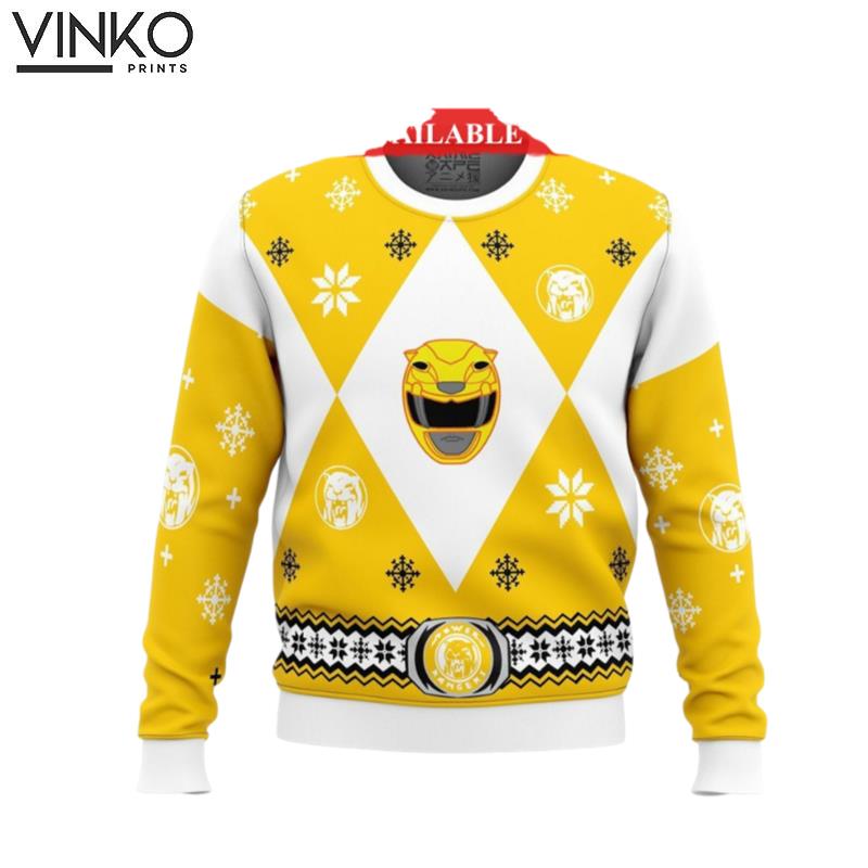 Mighty Morphins Power Ranger Yellow Ugly Christmas Sweater