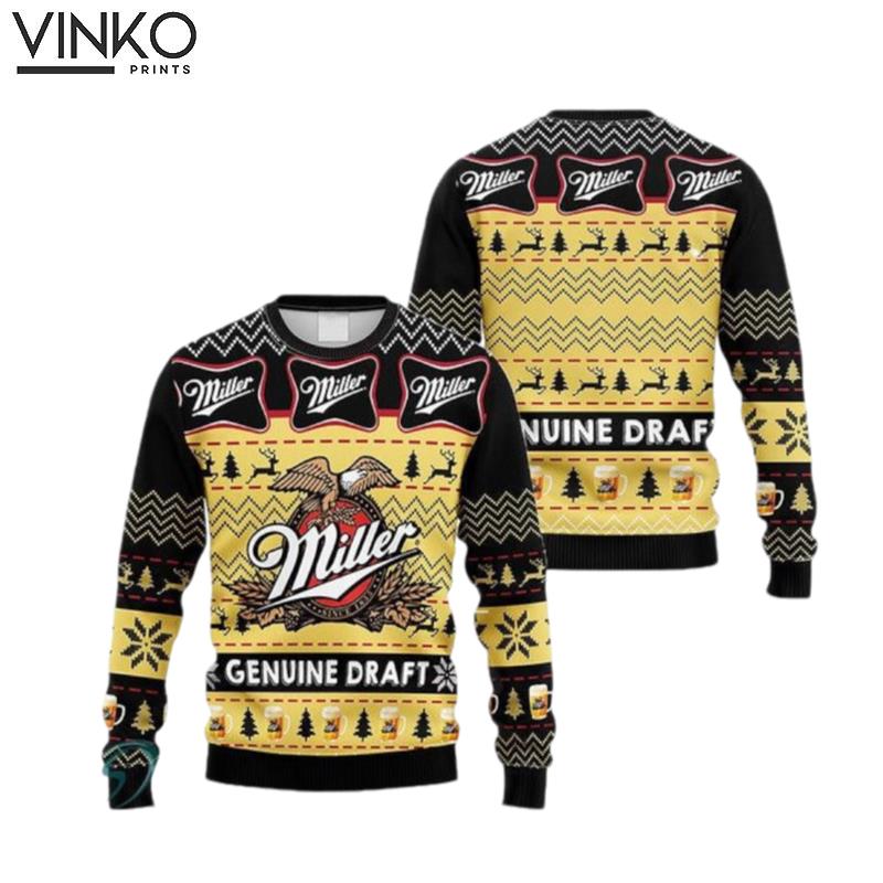 Miller Genuine Draft Custom Ugly Christmas Sweater