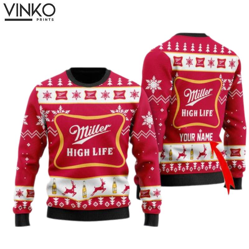 Miller High Life Personalized Ugly Christmas Sweater