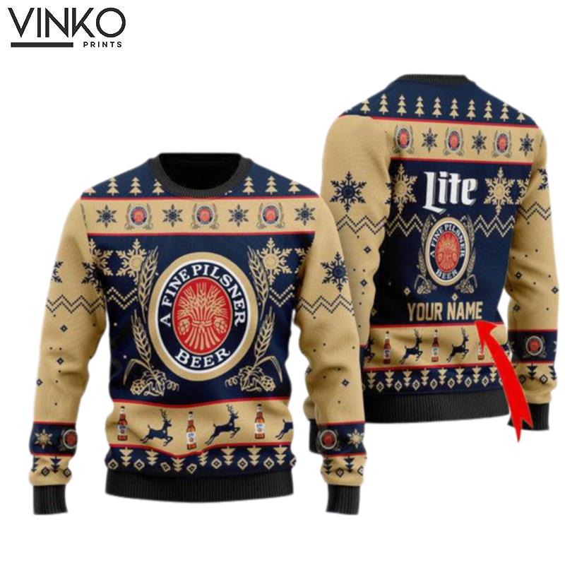 Miller Lite Personalized Ugly Christmas Sweater