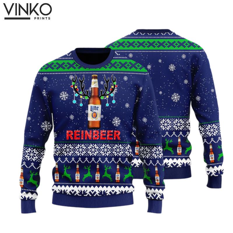 Miller Lite Reinbeer Ugly Christmas Sweater