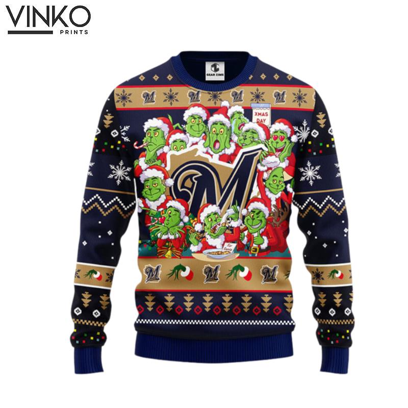 Milwaukee Brewers 12 Grinch Xmas Day Ugly Christmas Sweater