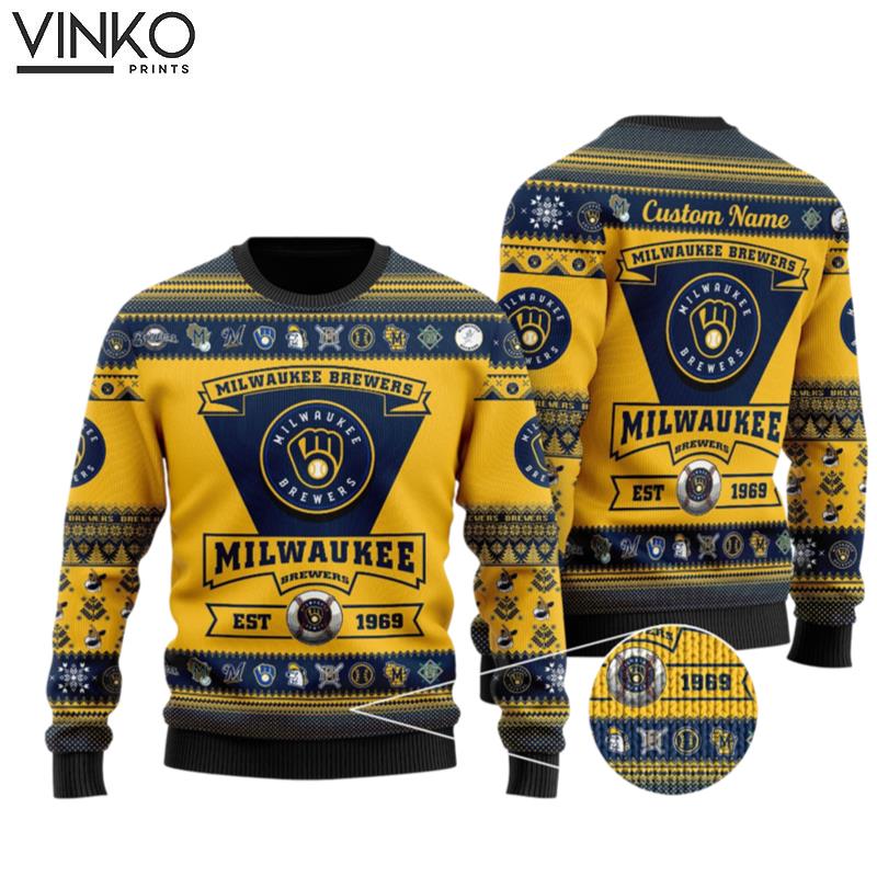 Milwaukee Brewers Football Team Custom Ugly Christmas Sweater