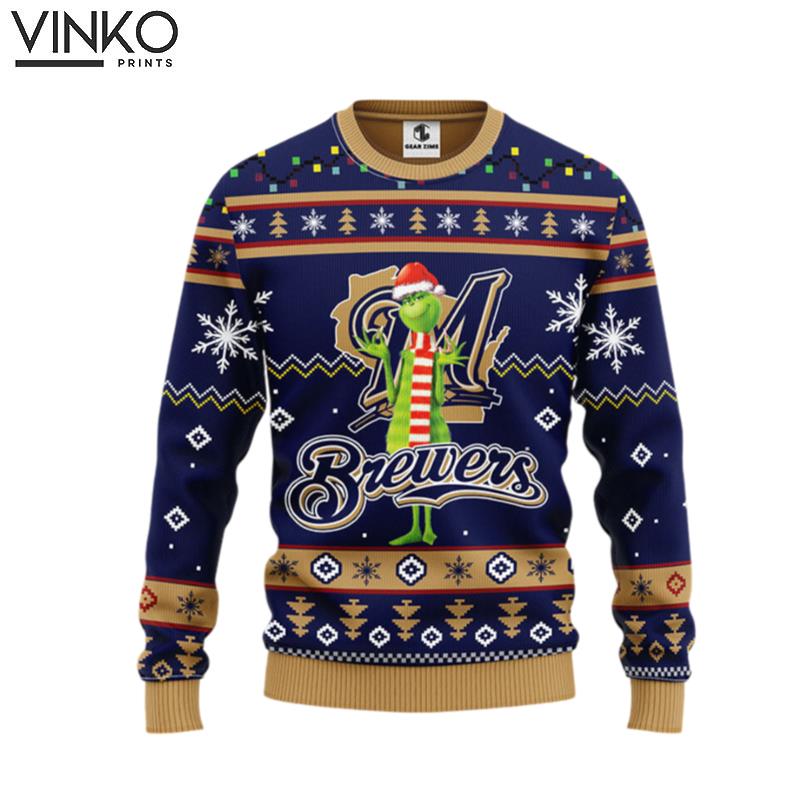 Milwaukee Brewers Funny Grinch Ugly Christmas Sweater