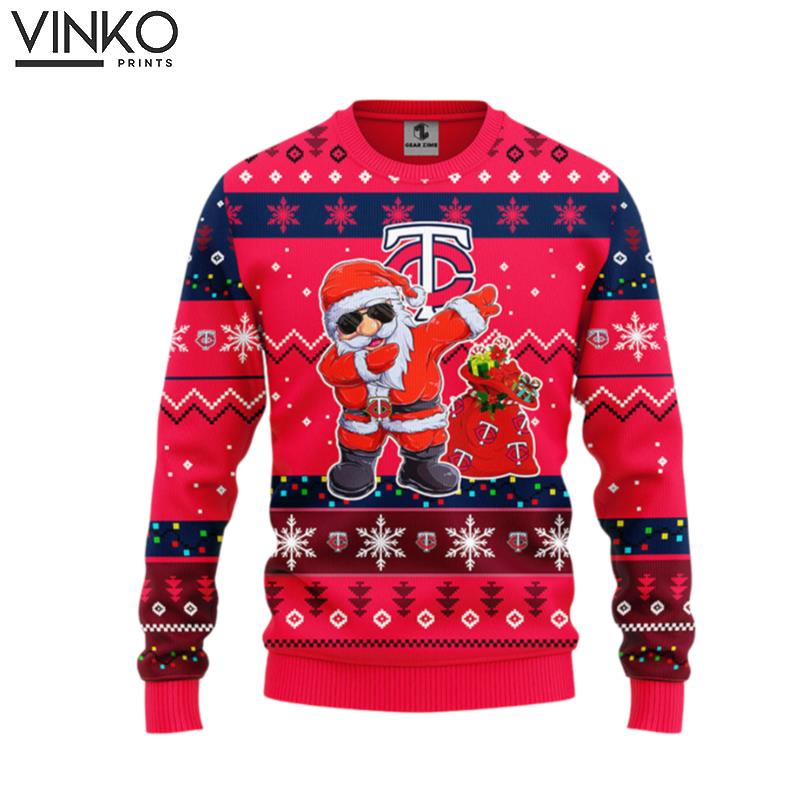 Minnesota Twins Dabbing Santa Claus Ugly Christmas Sweater