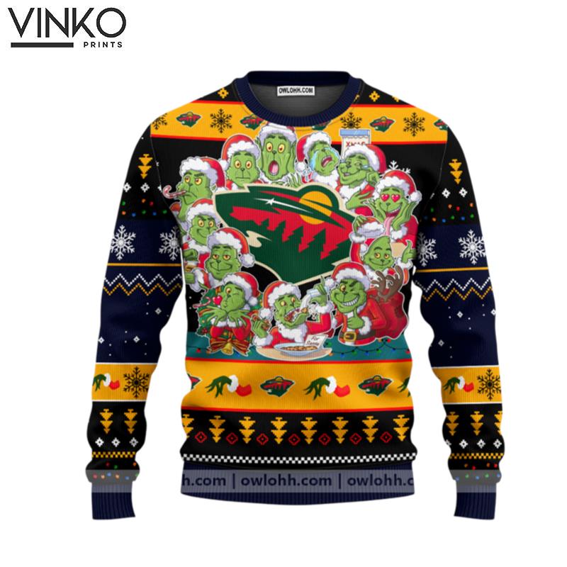 Minnesota Wild 12 Grinch Xmas Day Ugly Christmas Sweater