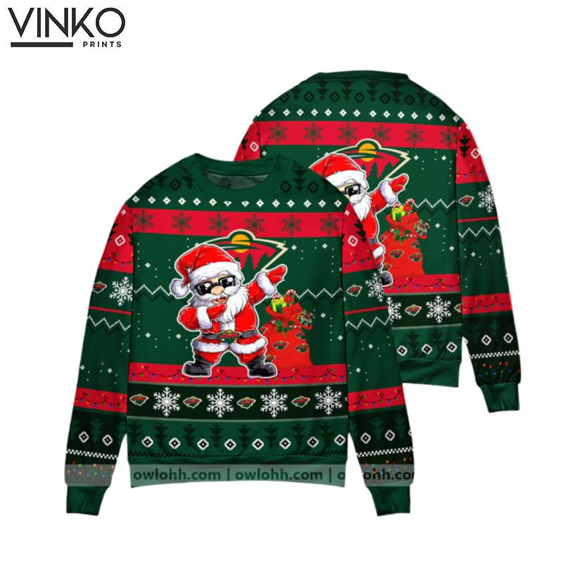 Minnesota Wild Dabbing Santa Claus Ugly Christmas Sweater