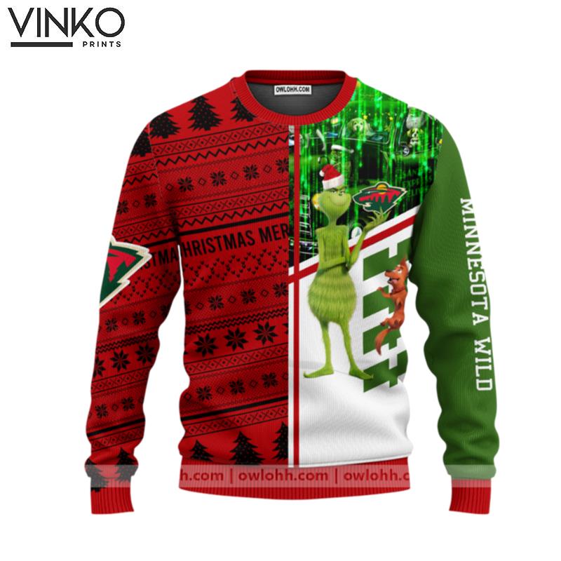 Minnesota Wild Grinch Scoobydoo Ugly Christmas Sweater