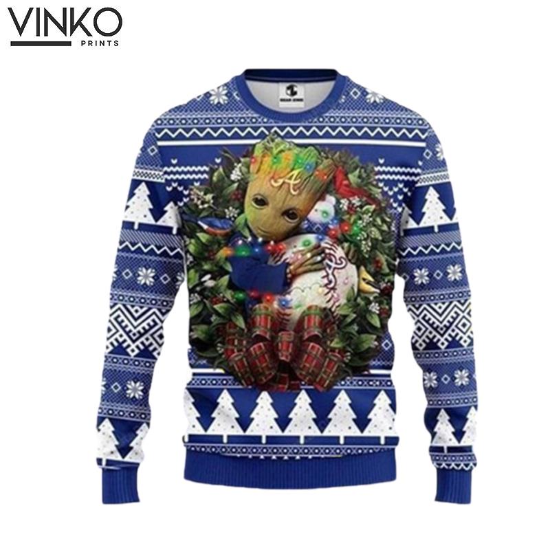 Mlb Atlanta Braves Grateful Dead Groot Custom Ugly Christmas Sweater