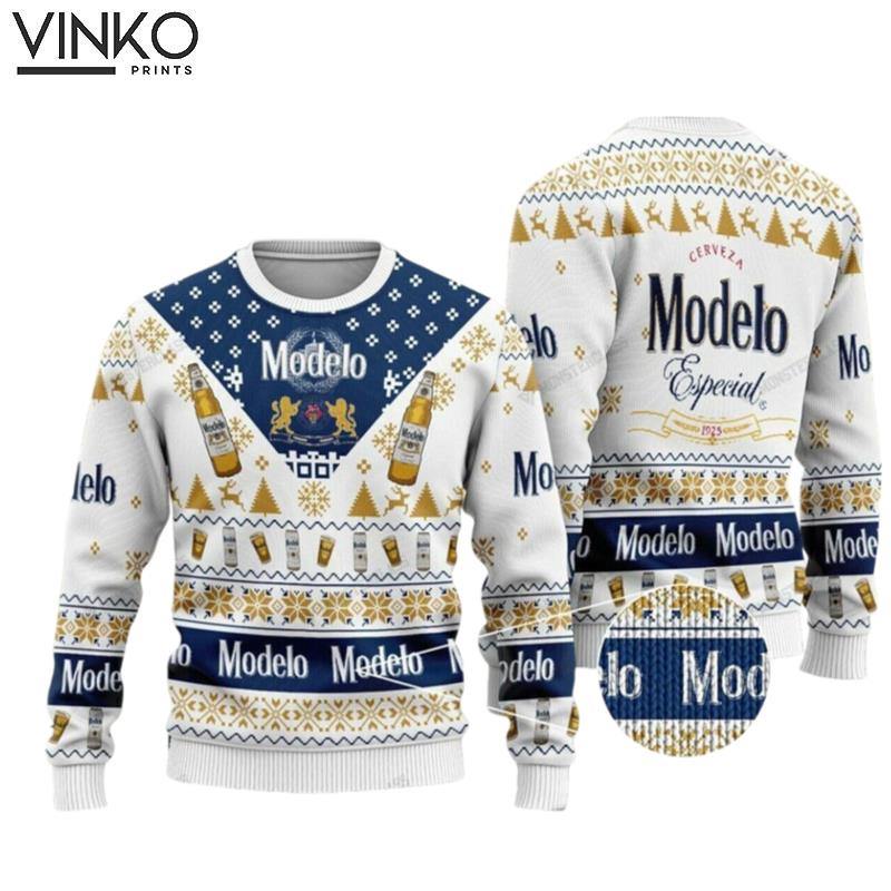 Modelo Beer Inspired Festive Men Women Gift Idea Ugly Christmas Sweater