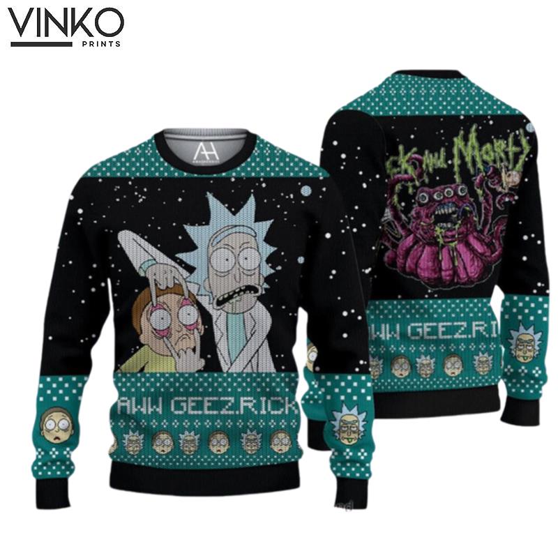 Monster Christmas Rick And Morty Custom Ugly Christmas Sweater