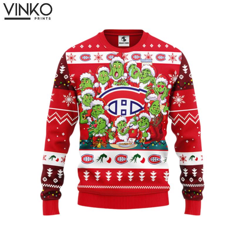 Montreal Canadians 12 Grinch Xmas Day Ugly Christmas Sweater