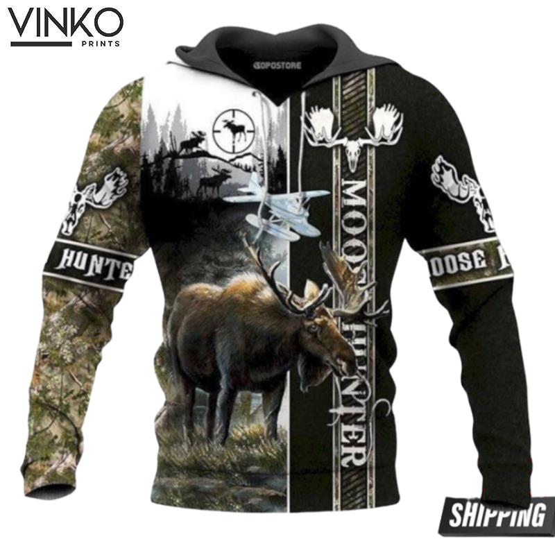 Moose Hunter And Pered Custom Moose Hunter Graphic Hoodie