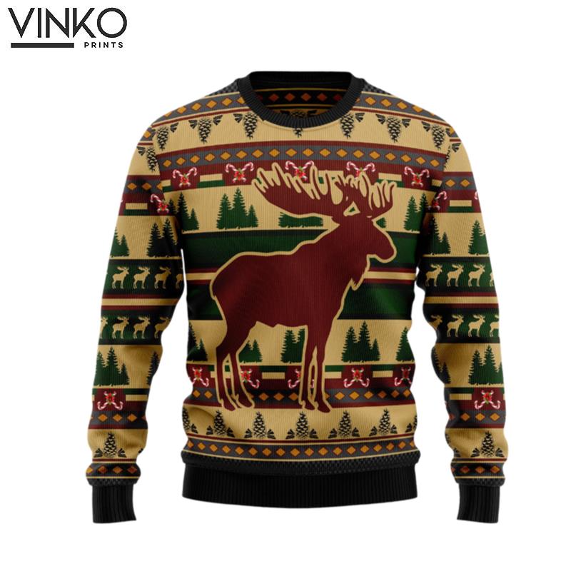 Moose Pattern TG51130 friends moose lover funny family Ugly Christmas Sweater