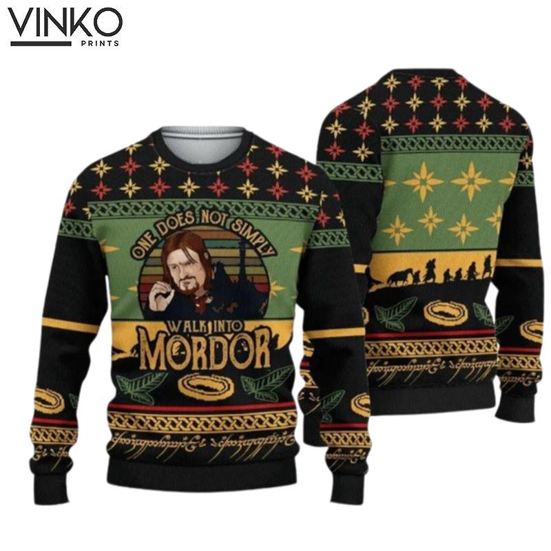 Mordor Fun Run LOTR Ugly Knitted Christmas 3D Ugly Christmas Sweater