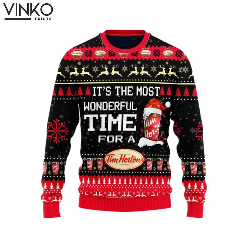 Most Wonderful Time For A Tim Hortons Ugly Christmas Sweater