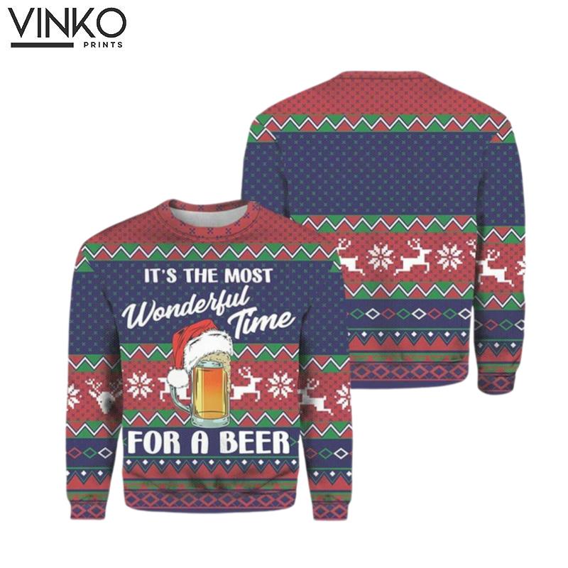 Most Wonderful Time for a Beer Ugly Christmas Sweater