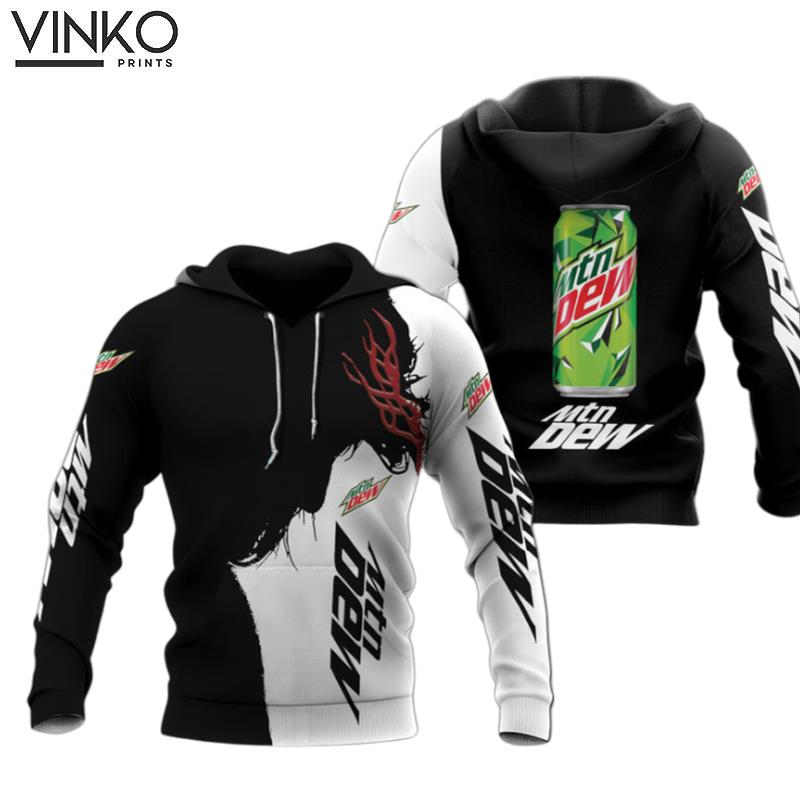 Moutain Dew Black And White Hoodie