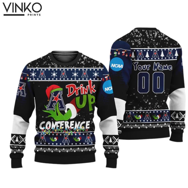 NCAA Grinch Drink Up American Athletic Conference Devils Custom Ugly Christmas Sweater