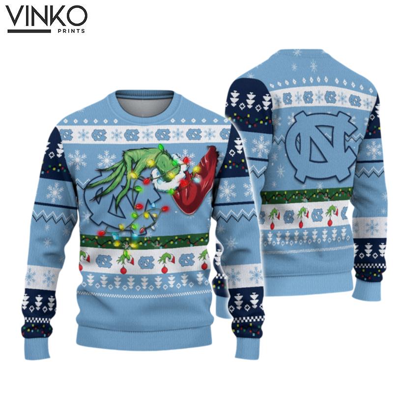 NCAA North Carolina Tar Heels Grinch Ugly Christmas Sweater