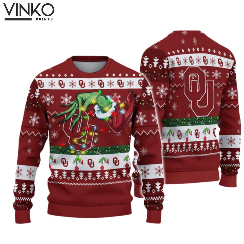 NCAA Oklahoma Sooners Grinch Ugly Christmas Sweater