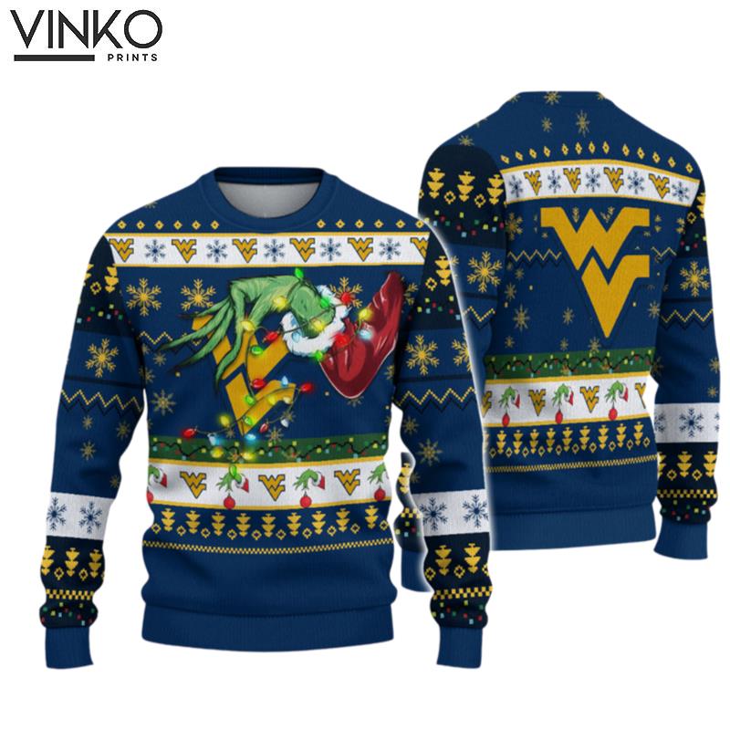 NCAA West Virginia Mountaineers Grinch Ugly Christmas Sweater