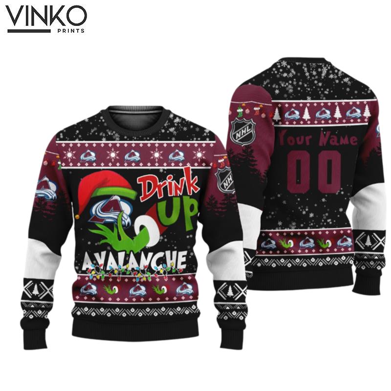 NHL Grinch Drink Up Colorado Avalanche Custom Ugly Christmas Sweater