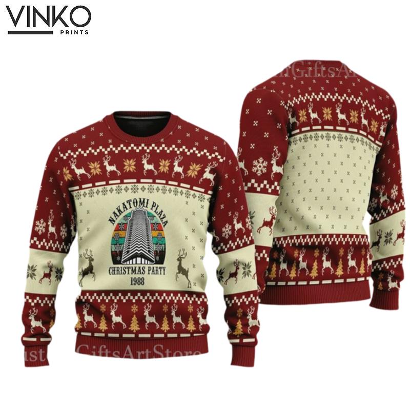 Nakatomi Plaza Christmas Party 1988 Vintage Nakatomi Christmas Ugly Christmas Sweater