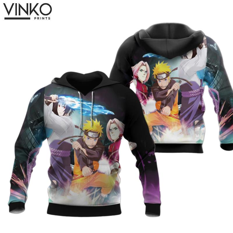 Naruto Sasuke Sakura Team 7 Shippuden Anime Cool Hoodie