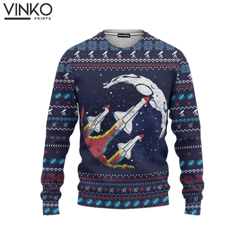 Nasa Retro Rocket Ugly Christmas Sweater